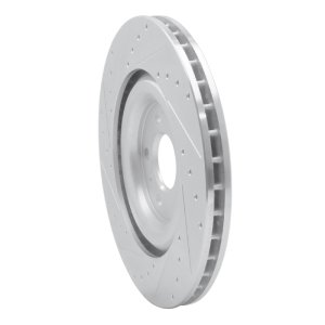 Audi S8 Brake Rotor (1) - Rear Right - R1 Concepts - Drilled & Slotted - Silver - `17-`25